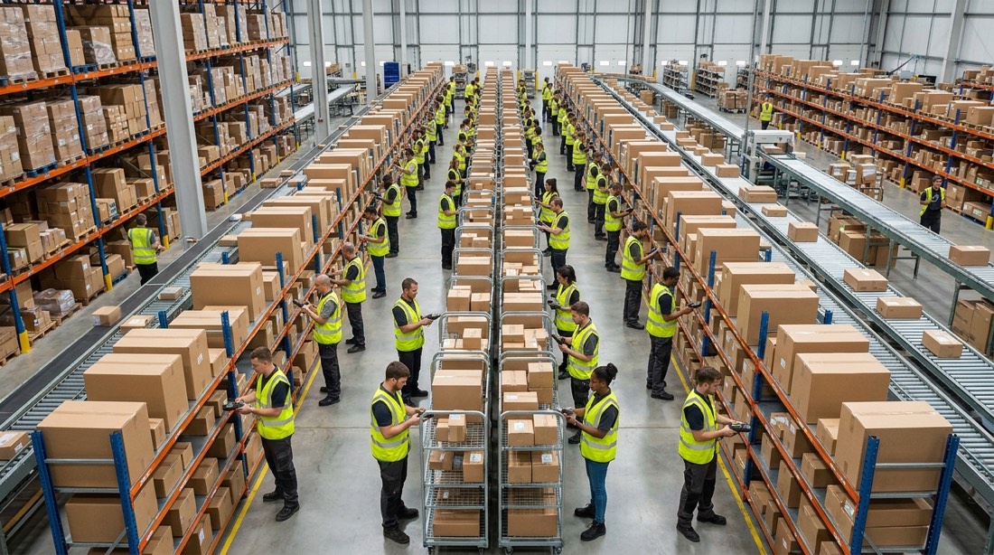 Depósito de fulfillment de e-commerce en plena operación