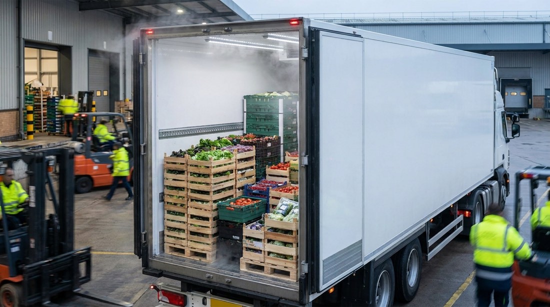 Camión refrigerado con mercadería de cadena de frío