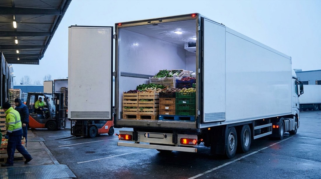 Camión refrigerado con mercadería de cadena de frío