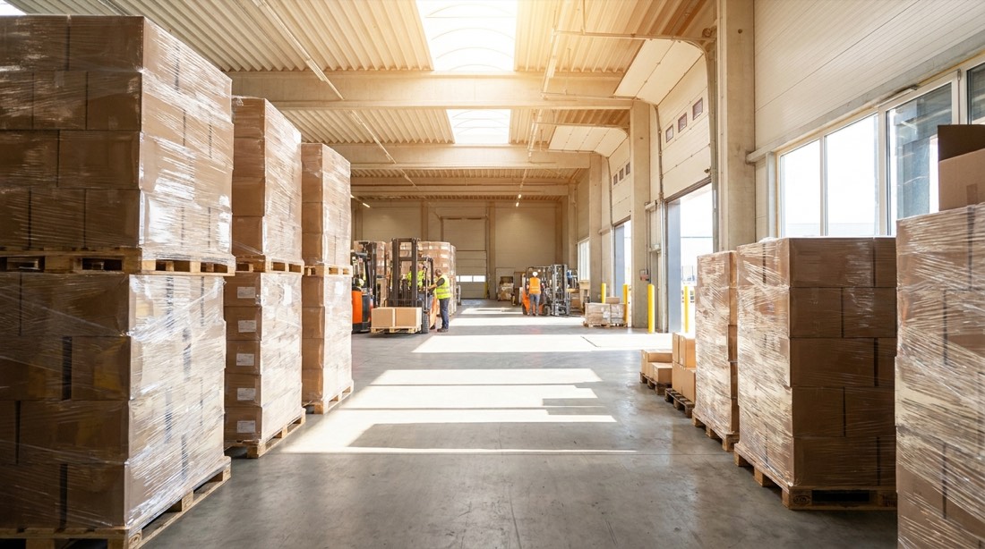 Pallets ordenados en el depósito