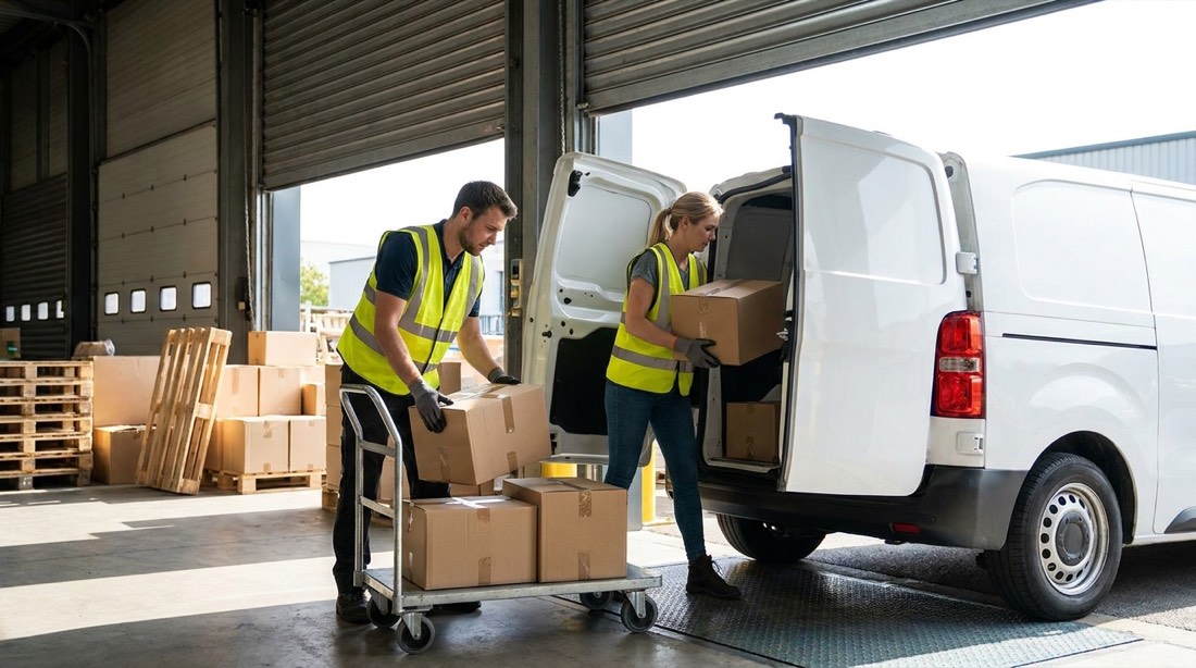 Carga de pedidos en el vehículo de distribución
