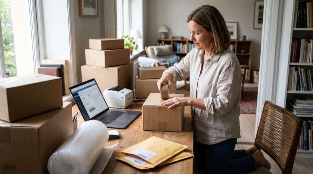 Emprendedor preparando los pedidos de su tienda online