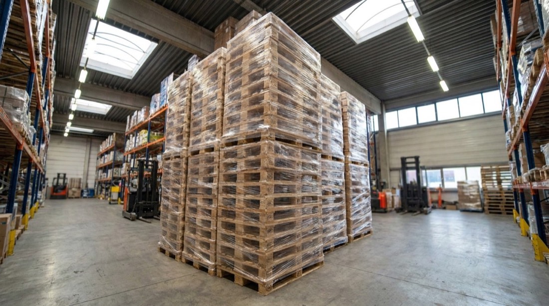 Pallets envueltos en film listos para despacho