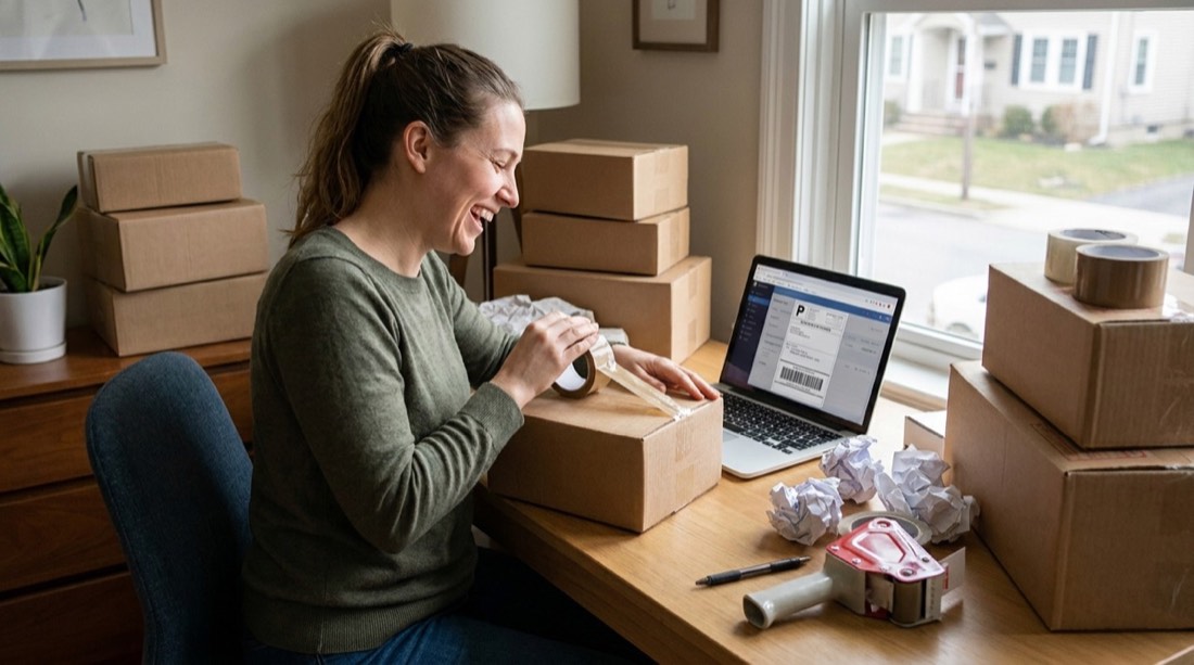Emprendedor preparando los pedidos de su tienda online