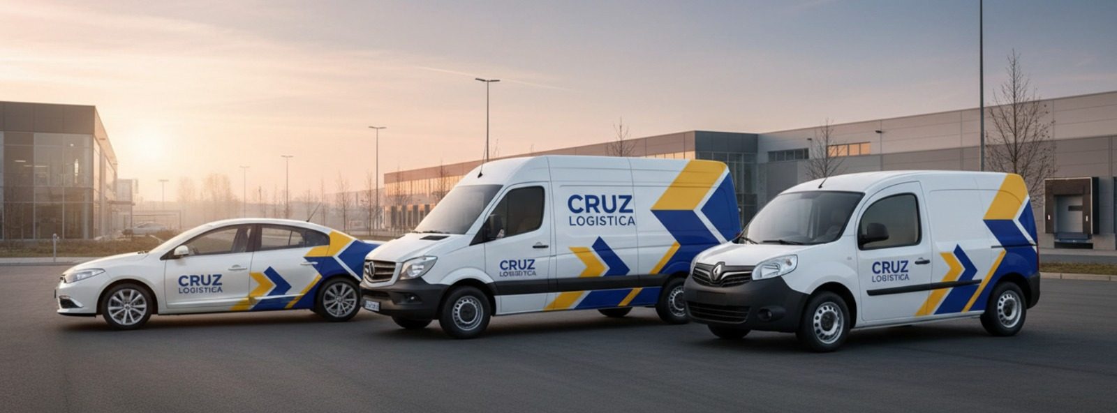Flota propia de Cruz Logística: autos, vans y utilitarios identificados